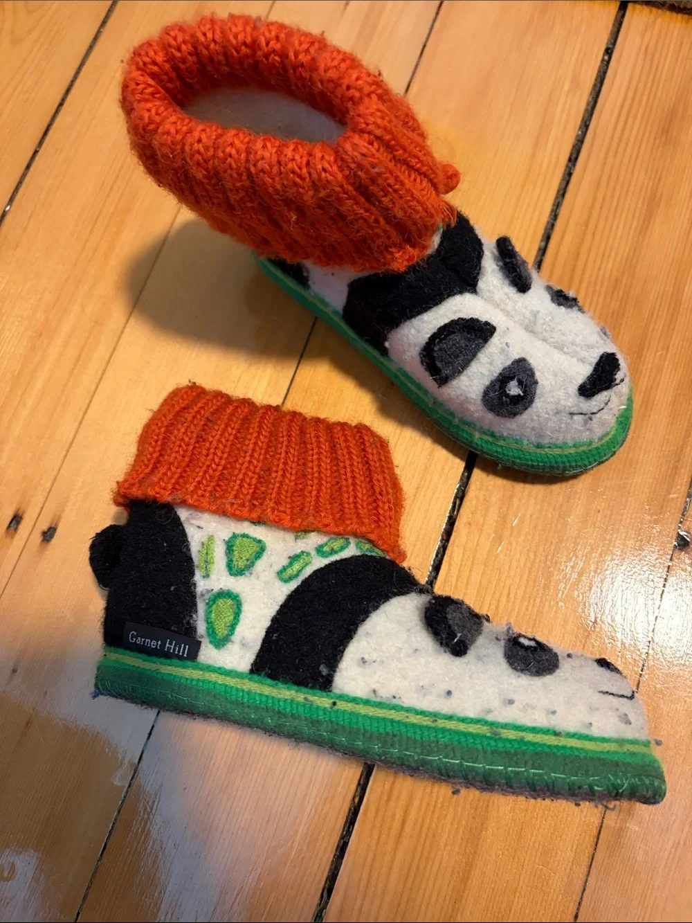 🐼Garnett Hill 11 Boiled Wool Slippers Panda. Kids size 11